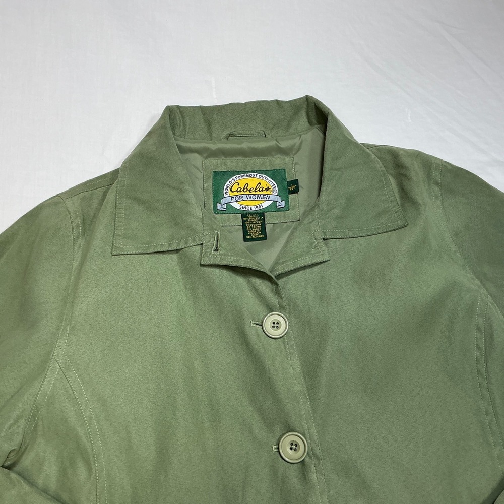 Cabela's Sage Green Button‎ Up Jacket Collared Outdoor Coat Women's L